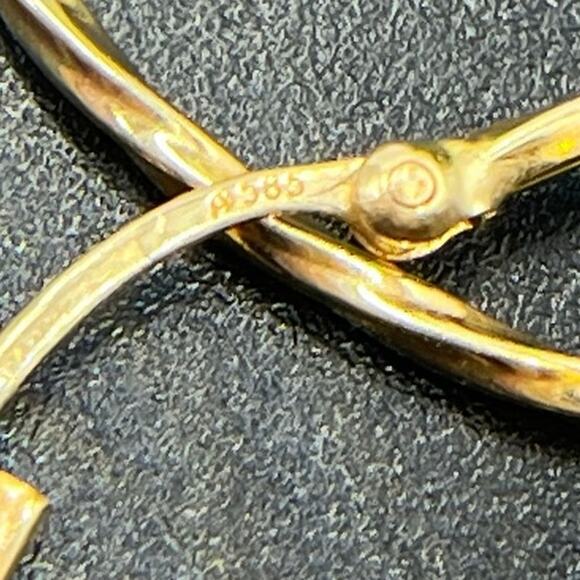 Designer Signed 14k 585 Yellow Gold Twisted Hoop Earrings 40mm, 2.1 grams - Picture 5 of 10